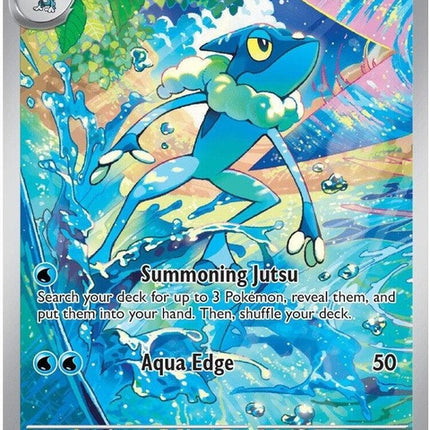 Frogadier Pokémon card from Chaos Rising series, single card featuring the Water-type Pokémon in vibrant artwork.