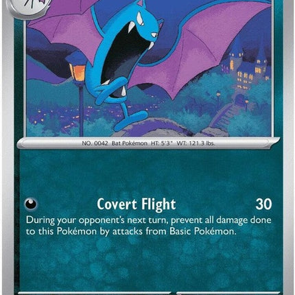 Pokémon Chaos Rising Golbat single card from ME04 set, featuring detailed artwork of the flying bat Pokémon.