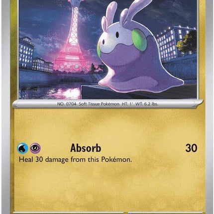 Pokémon Chaos Rising Goomy single card from the ME04 set, featuring detailed artwork of the Dragon-type Pokémon.