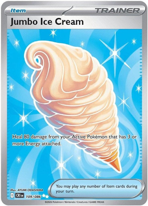 Pokémon Chaos Rising Jumbo Ice Cream singles card featuring vibrant artwork and character design from the Pokémon series.