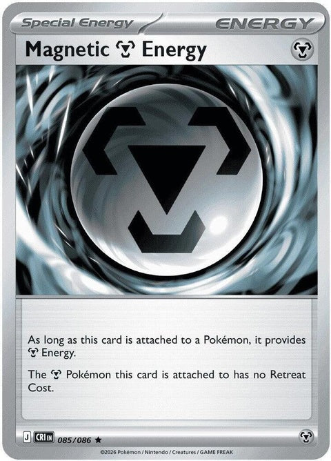 Pokémon Chaos Rising Magnetic M Energy single card from the ME04 set featuring vibrant artwork and iconic Pokémon branding.