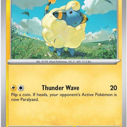 Pokémon Chaos Rising Mareep single card from the ME04 series, featuring the electric-type Pokémon in vibrant artwork.