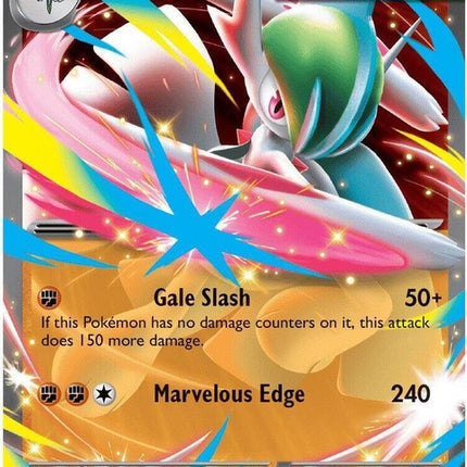 Pokemon Mega Gallade EX card from Chaos Rising set, featuring detailed artwork of Mega Gallade in a dynamic pose.