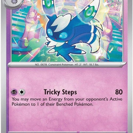 Pokémon Meowstic from Chaos Rising set, singles card, featuring a blue and white feline Pokémon with striking eyes.
