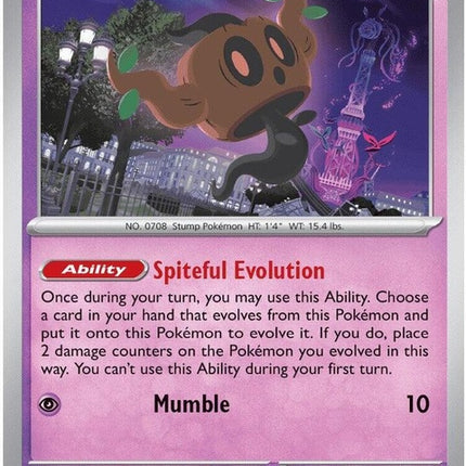 Pokémon Chaos Rising Phantump single card from the ME04 set, featuring detailed artwork and vibrant design.