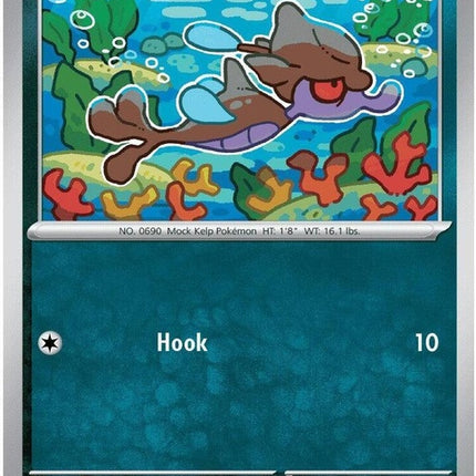 Pokémon Chaos Rising Skrelp single card from the ME04 set, featuring a detailed illustration of the Water/Poison-type Pokémon.