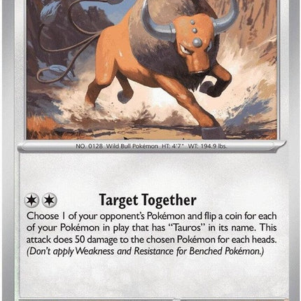 Pokémon Chaos Rising Tauros single card from the ME04 set, featuring detailed artwork of the iconic Pokémon.