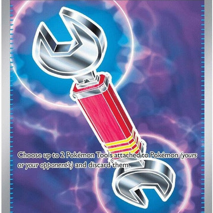 Pokémon Chaos Rising Tool Scrapper single card from the ME04 set, featuring vibrant Pokémon artwork and branding.