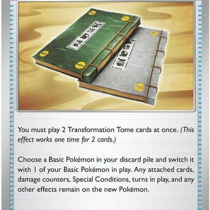 Pokémon Chaos Rising Transformation Tome single card, ME04, featuring vibrant artwork and detailed design on front.