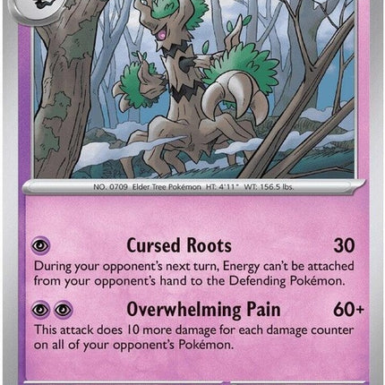 Pokémon Chaos Rising Trevenant card, single from ME04 series, featuring detailed artwork of the Ghost/Grass type Pokémon.
