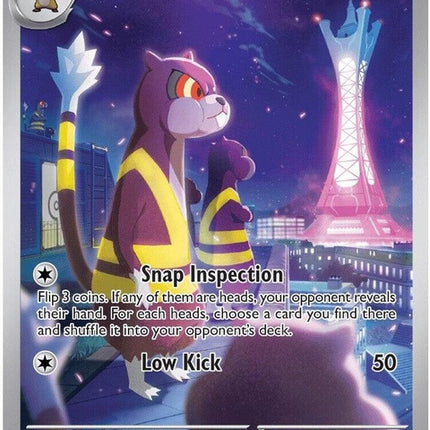 Pokémon Chaos Rising Watchog 97 card from the ME04 singles set, featuring a detailed illustration of the Watchog Pokémon.