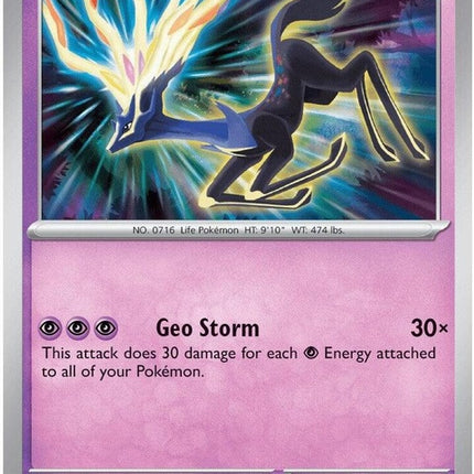 Pokémon Chaos Rising Xerneas single card from the ME04 set, featuring vibrant artwork of the legendary fairy Pokémon.