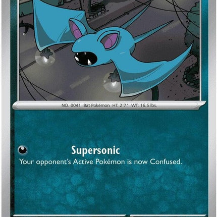 Pokémon Chaos Rising Zubat single card from the ME04 set, featuring a detailed illustration of a Zubat in flight.