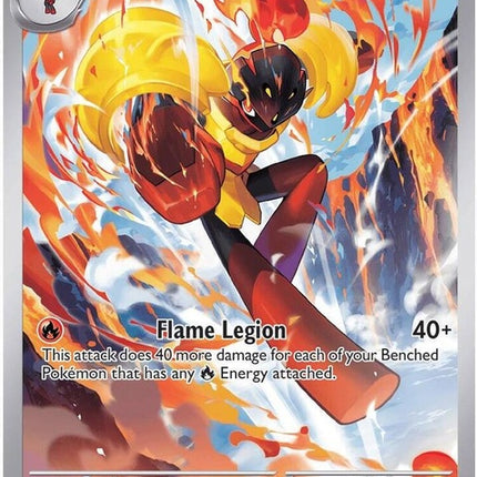 Pitch Black Armarouge Pokémon card from the ME05 singles set, featuring detailed artwork of the Fire/Battle Pokémon.