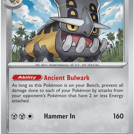Pokémon Bastiodon in Pitch Black color, single card from the ME05 series, featuring detailed artwork and branding.