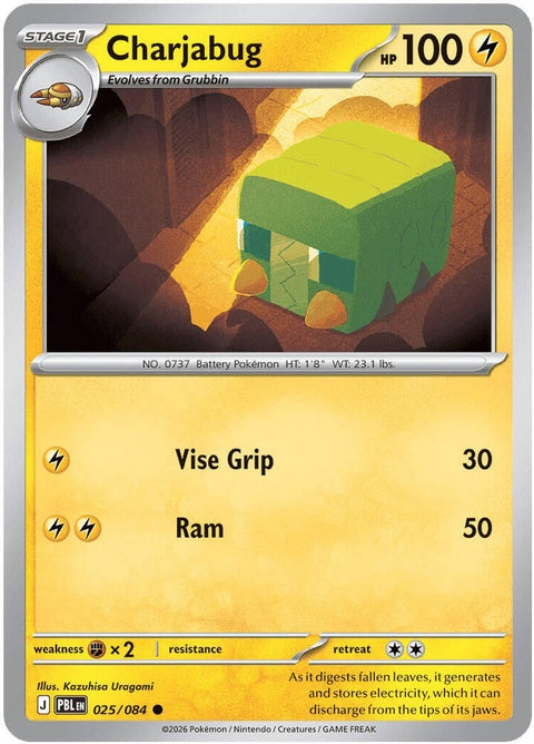 Pitch Black Charjabug Pokémon single card featuring the electric bug Pokémon from the Pokémon brand.