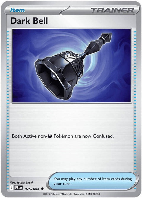 Pokémon ME05 Pitch Black Dark Bell Singles trading card featuring a dark-themed Pokémon character.