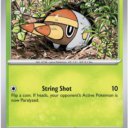 Pokémon ME05 Pitch Black Grubbin singles card, featuring a black-colored bug Pokémon with detailed artwork.