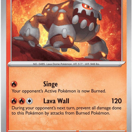 Pokémon Heatran Pokémon card from the ME05 Pitch Black series, single card, featuring Heatran in a dynamic pose.