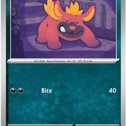 Pitch Black Maschiff Pokémon singles card from ME05 set, featuring detailed artwork of the dark-type dog Pokémon.