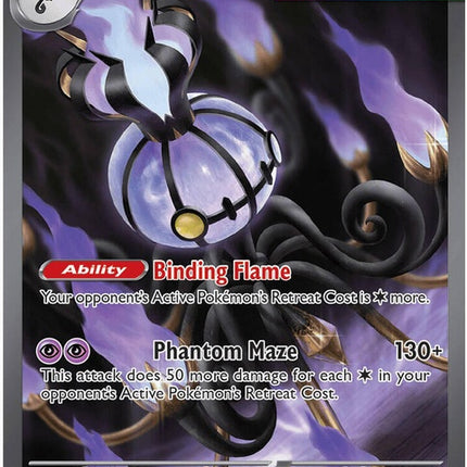 Pokémon Mega Chandelure EX card from the Pitch Black set, featuring a dark-themed illustration of the Fire Ghost Pokémon.