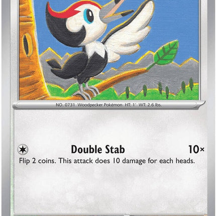 Pitch Black Pikipek Pokémon singles card from the ME05 series, featuring detailed artwork of the Pokémon.