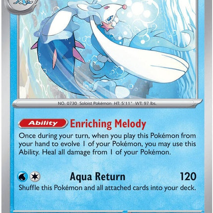 Pokémon Primarina figure from the ME05 Pitch Black series, showcasing detailed design and vibrant colors on a white background.