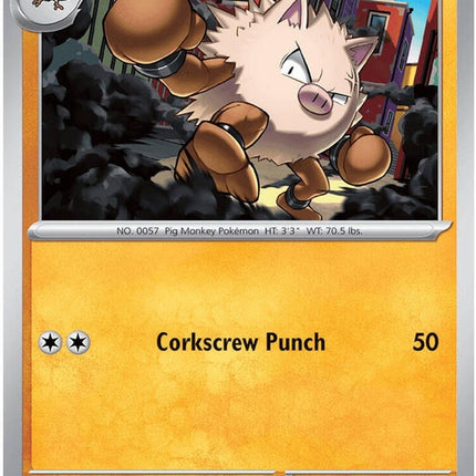 Pitch Black Primeape Pokémon single card from the ME05 set, featuring a fierce Primeape illustration.