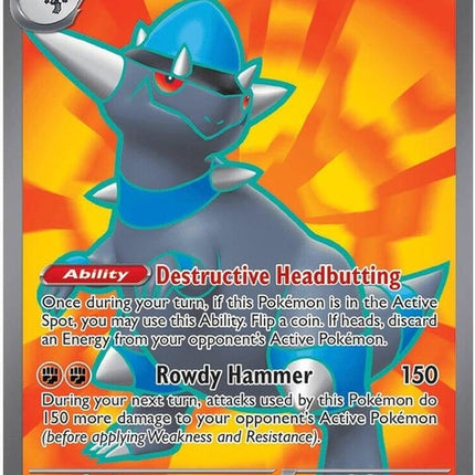 Pokémon Pitch Black Rampardos EX single card, featuring detailed artwork of the dinosaur Pokémon in a dynamic pose.