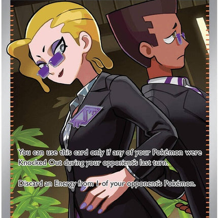 Pokémon ME05 Pitch Black Rust Syndicate Grunt 112 single card featuring a character in dark armor and gear.