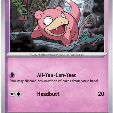 Pokémon ME05 Pitch Black Slowpoke single card, featuring Slowpoke in a dark-themed design, from the Pokémon trading card collection.