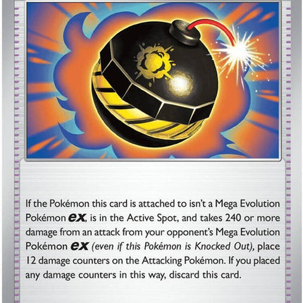 Pokémon ME05 Pitch Black Tremendous Bomb 82 singles card, featuring dark-themed Pokémon artwork.