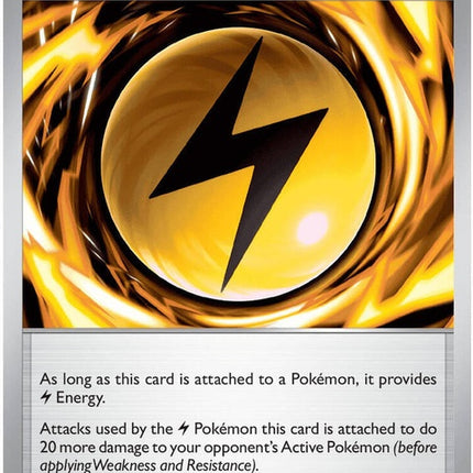 Pokémon Pitch Black Voltaic Lightning Energy card from the ME05 Singles series, featuring black and yellow lightning design.