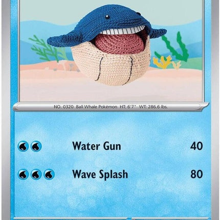 Pokémon ME05 Pitch Black Wailmer collectible card from the Singles series, featuring a black-themed Wailmer illustration.