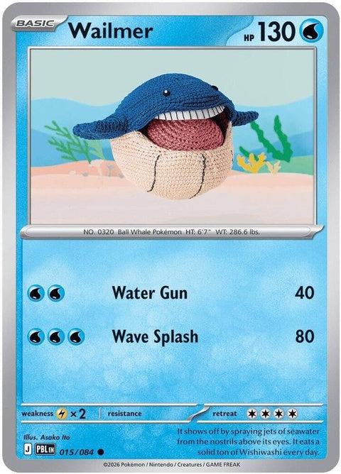 Pokémon ME05 Pitch Black Wailmer collectible card from the Singles series, featuring a black-themed Wailmer illustration.