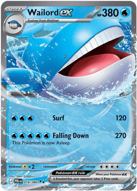 Pokémon Wailord EX single card in Pitch Black design, featuring Wailord artwork from the Pokémon trading card game.