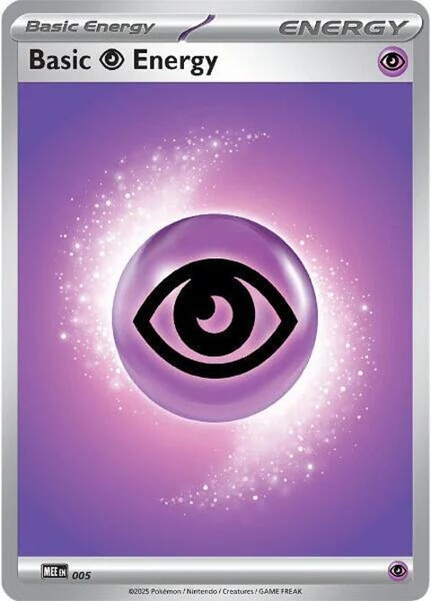 Pokémon Mega Evolution Psychic Energy card, basic Psychic energy from Pokémon singles collection, five cards.