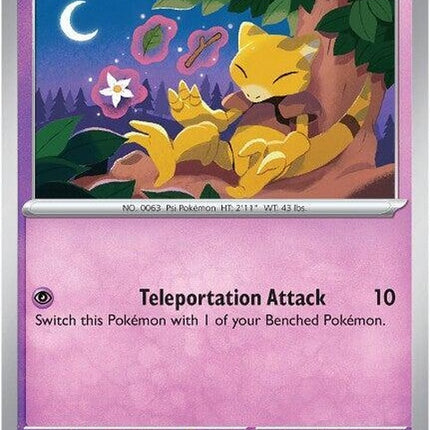 Mega Evolution Abra Pokémon card, showcasing its transformed appearance with vibrant colors and detailed artwork.