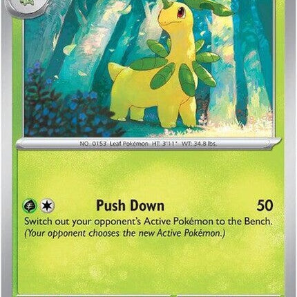 Mega Evolution Bayleef Pokémon figure, displaying its detailed design and vibrant colors in a natural pose.