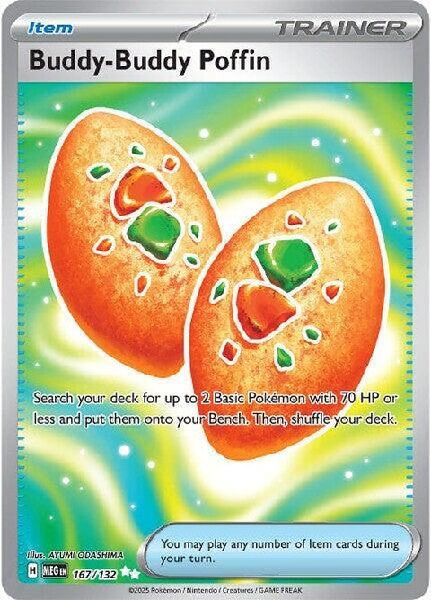 Pokémon Mega Evolution Buddy-Buddy Poffin, a colorful, round treat used for Pokémon battles and training.