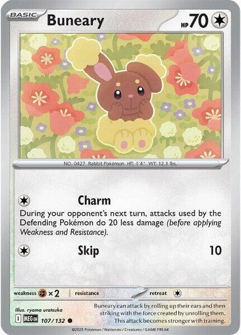 Mega Evolution Buneary from Pokémon, showcasing its transformed appearance with glowing features and dynamic pose.