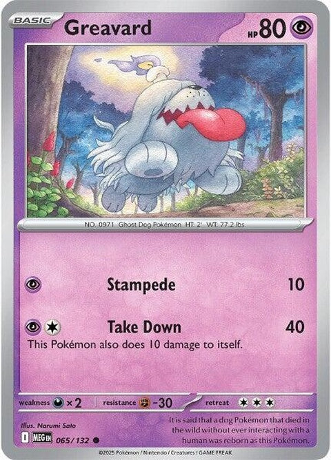 Mega Evolution Greavard Pokémon card showing detailed artwork and vibrant colors from the Mega Evolution series.