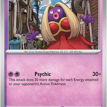 Mega Evolution Jynx Pokémon card, featuring the Psychic and Ice-type Pokémon in dynamic artwork, from the Pokémon trading card game.