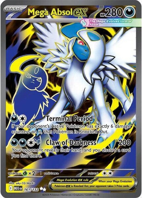 Pokémon Mega Evolution Mega Absol EX card, featuring detailed artwork of Mega Absol in a dynamic pose.
