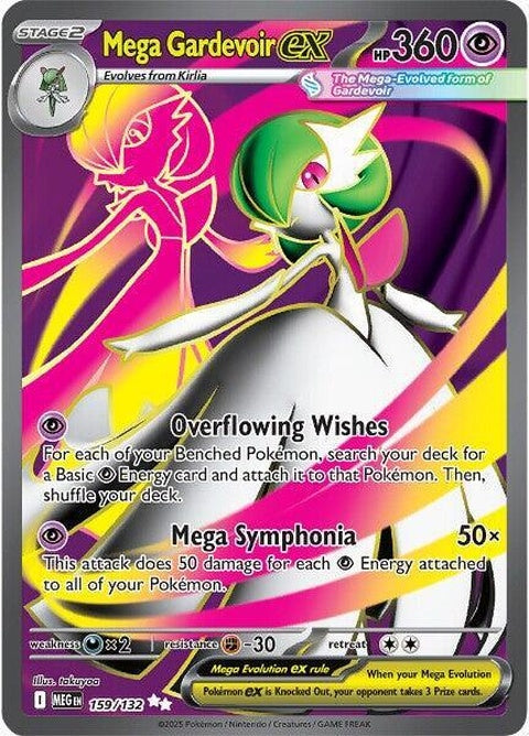 Mega Gardevoir EX Pokémon card featuring a vibrant illustration of Mega Evolution on a white background.