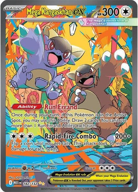 Pokémon Mega Evolution Mega Kangaskhan EX card, featuring detailed artwork of the Pokémon in its Mega form.