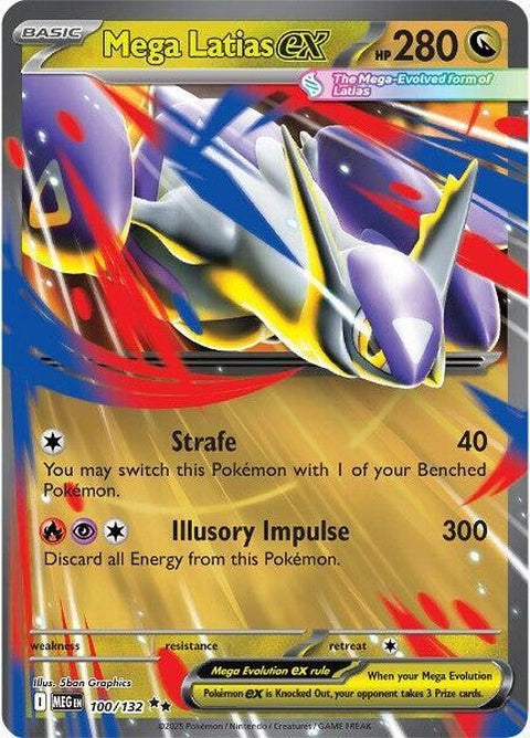 Mega Evolution Mega Latias EX Pokémon card, featuring a vibrant illustration of the legendary Psychic/Dragon type.