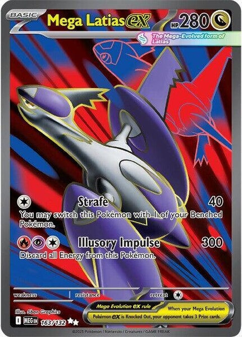 Mega Evolution Pokémon card featuring Mega Latias EX from Pokémon, showcasing its vibrant artwork and dynamic design.