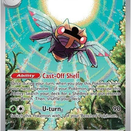 Mega Evolution Ninjask Pokémon card, showcasing its powerful design and vibrant artwork from the Pokémon Singles series.