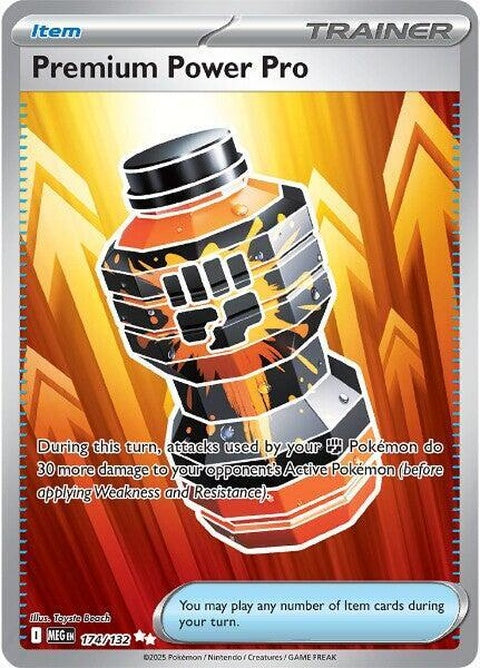 Pokémon Mega Evolution Premium Power Pro 174 singles card featuring vibrant artwork and detailed design.